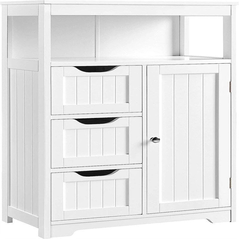 Meuble de salle de bain bas sur pied, finition bois blanc – 1 personne