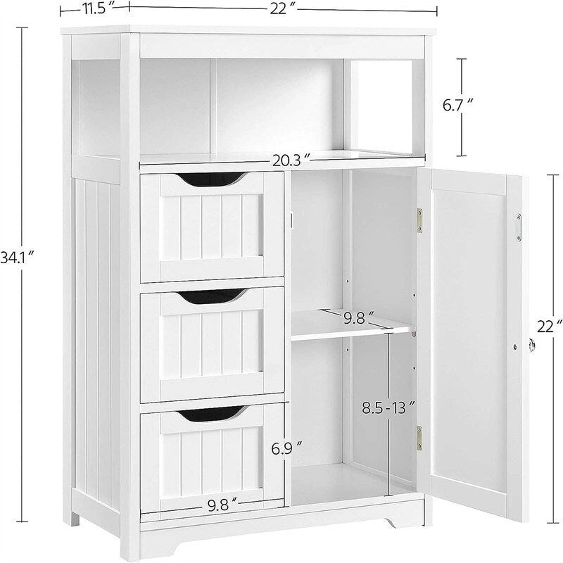 Meuble de salle de bain bas sur pied, finition bois blanc – 1 personne