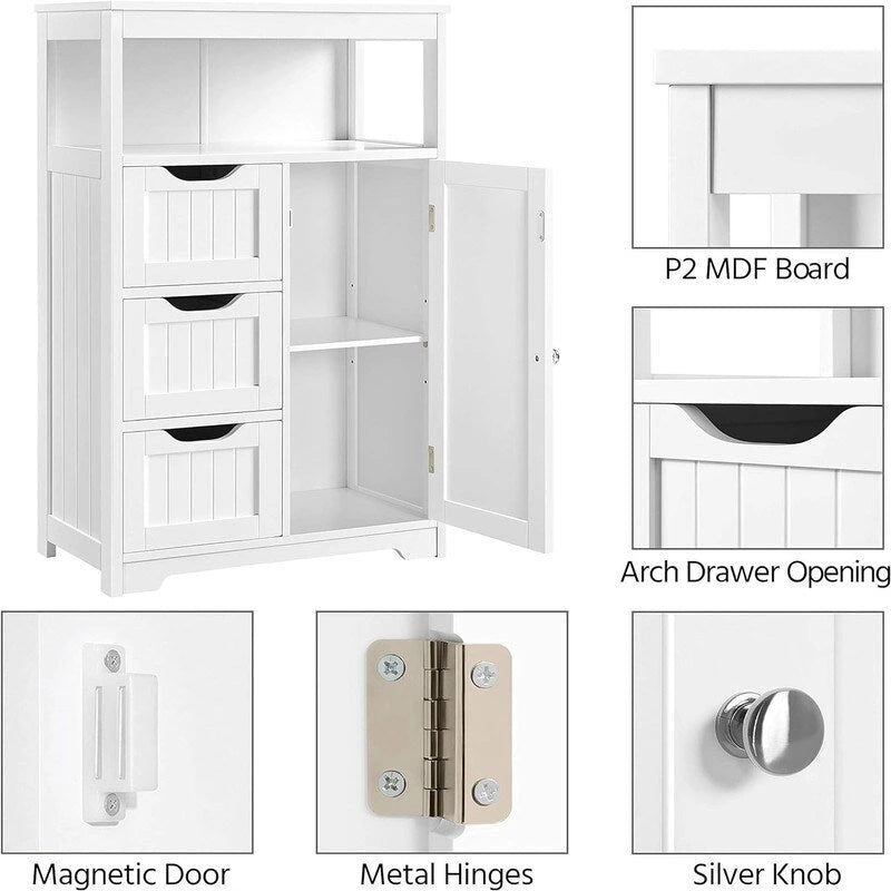 Meuble de salle de bain bas sur pied, finition bois blanc – 1 personne