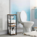 Meuble de rangement de salle de bain autoportant avec tiroir et porte-papier toilette — Noir / Rustique / Chêne, assemblage par 1 personne