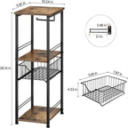 Meuble de rangement de salle de bain autoportant avec tiroir et porte-papier toilette — Noir / Rustique / Chêne, assemblage par 1 personne