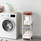 Meuble de rangement de salle de bain autoportant avec tiroir et porte-papier toilette — Noir / Rustique / Chêne, assemblage par 1 personne
