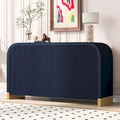 Meuble de rangement 4 portes avec étagères réglables – Bleu marine / Blanc / Noir