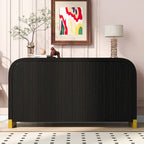 Meuble de rangement 4 portes avec étagères réglables – Bleu marine / Blanc / Noir