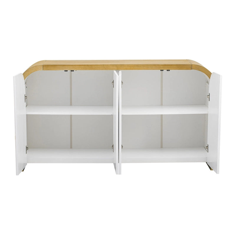 Meuble de rangement 4 portes avec étagères réglables – Bleu marine / Blanc / Noir