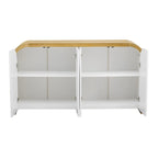 Meuble de rangement 4 portes avec étagères réglables – Bleu marine / Blanc / Noir