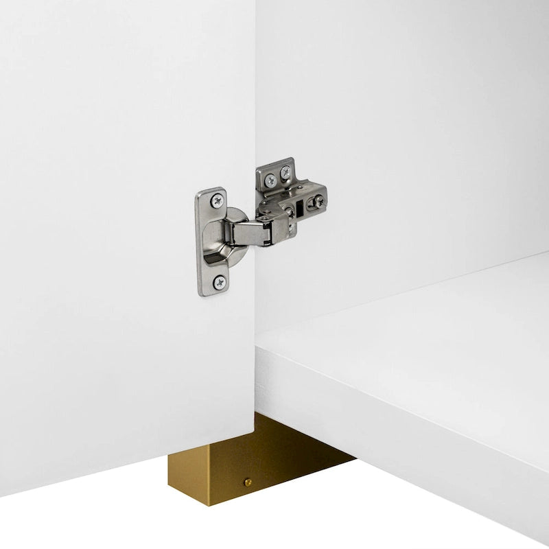 Meuble de rangement 4 portes avec étagères réglables – Bleu marine / Blanc / Noir