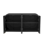 Meuble de rangement 4 portes avec étagères réglables – Bleu marine / Blanc / Noir