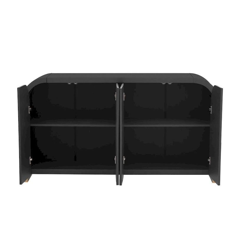 Meuble de rangement 4 portes avec étagères réglables – Bleu marine / Blanc / Noir