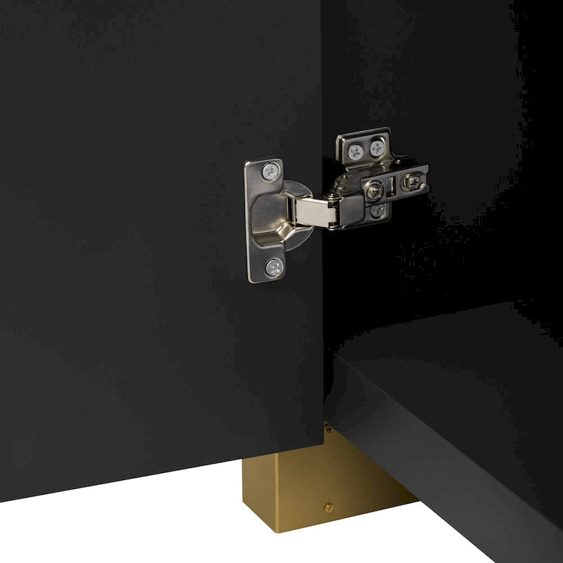 Meuble de rangement 4 portes avec étagères réglables – Bleu marine / Blanc / Noir