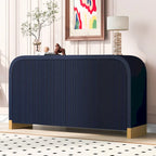 Meuble de rangement 4 portes avec étagères réglables – Bleu marine / Blanc / Noir