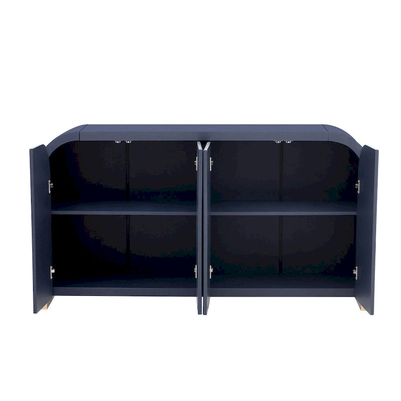 Meuble de rangement 4 portes avec étagères réglables – Bleu marine / Blanc / Noir