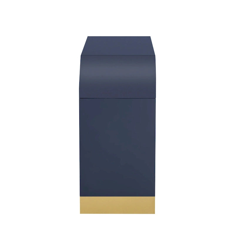 Meuble de rangement 4 portes avec étagères réglables – Bleu marine / Blanc / Noir