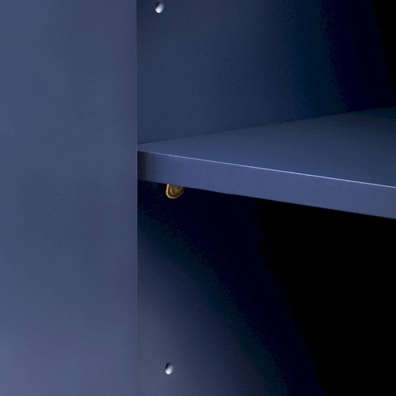 Meuble de rangement 4 portes avec étagères réglables – Bleu marine / Blanc / Noir