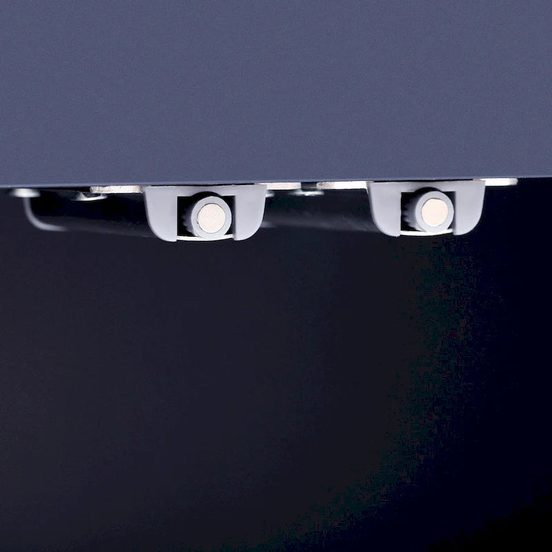 Meuble de rangement 4 portes avec étagères réglables – Bleu marine / Blanc / Noir
