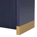 Meuble de rangement 4 portes avec étagères réglables – Bleu marine / Blanc / Noir