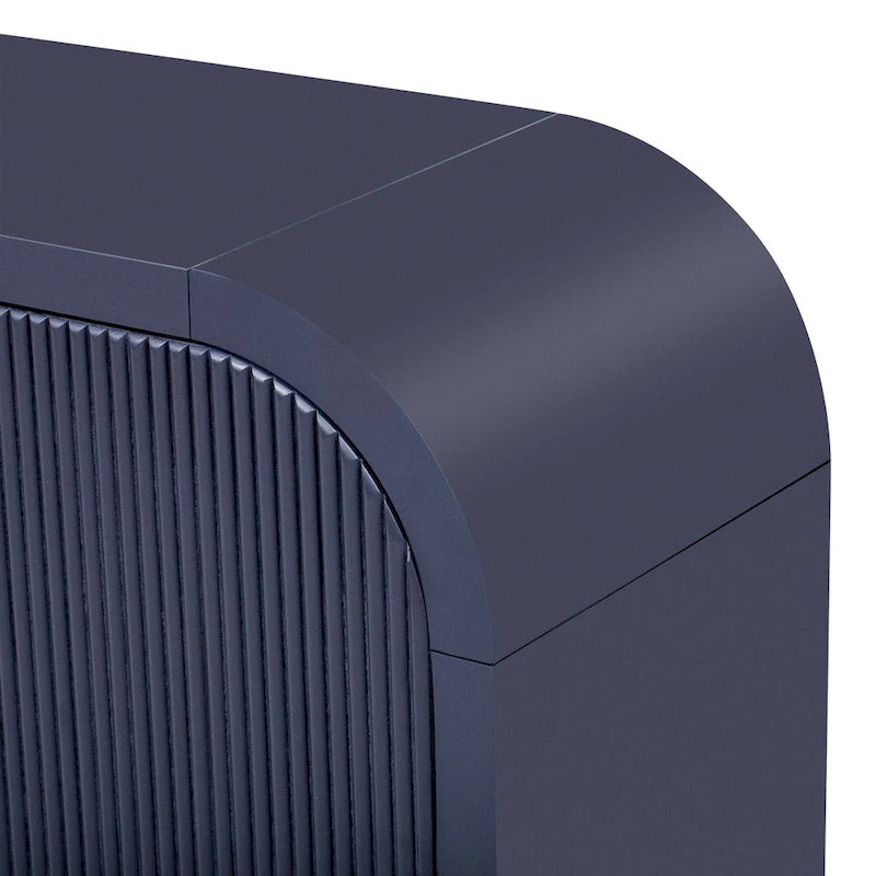 Meuble de rangement 4 portes avec étagères réglables – Bleu marine / Blanc / Noir