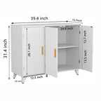 Buffet à portes ondulées blanches texturées