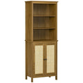 Bibliothèque haute en rotin marron noyer avec placard, 1 personne