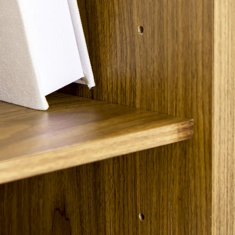 Bibliothèque haute en rotin marron noyer avec placard, 1 personne