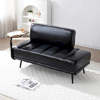 56.3Width End of Bed Bench,Faux Leather Upholstered With side table,360-degree Swivel tray couch,Entryway Ottoman,Metal Legs