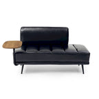 Banc de bout de lit en similicuir PU beige/noir avec plateau pivotant, 143 cm, 1 personne, pieds en métal