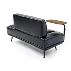 Banc de bout de lit en similicuir PU beige/noir avec plateau pivotant, 143 cm, 1 personne, pieds en métal
