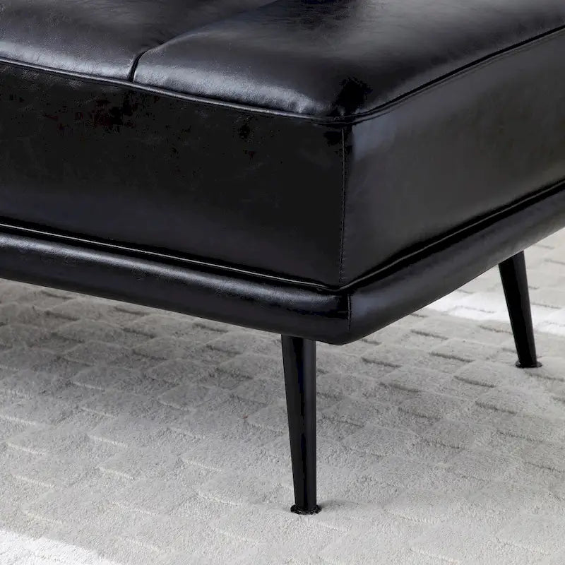 Banc de bout de lit en similicuir PU beige/noir avec plateau pivotant, 143 cm, 1 personne, pieds en métal