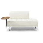 Banc de bout de lit en similicuir PU beige/noir avec plateau pivotant, 143 cm, 1 personne, pieds en métal