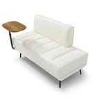 Banc de bout de lit en similicuir PU beige/noir avec plateau pivotant, 143 cm, 1 personne, pieds en métal