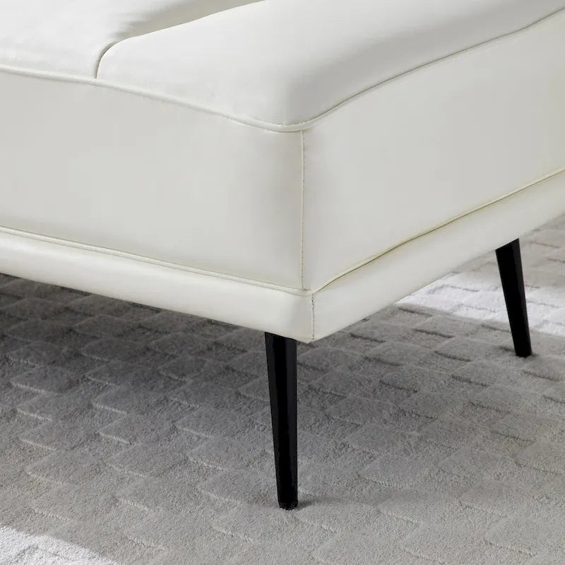 Banc de bout de lit en similicuir PU beige/noir avec plateau pivotant, 143 cm, 1 personne, pieds en métal