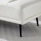 Banc de bout de lit en similicuir PU beige/noir avec plateau pivotant, 143 cm, 1 personne, pieds en métal