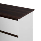 Commode blanche à 5 tiroirs, style moderne du milieu du siècle, plateau en bois, utilisation par 1 personne