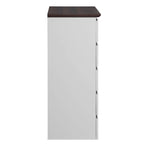 Commode blanche à 5 tiroirs, style moderne du milieu du siècle, plateau en bois, utilisation par 1 personne
