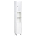 Meuble de rangement de salle de bain blanc sur pied avec miroir