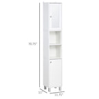 Meuble de rangement de salle de bain blanc sur pied avec miroir