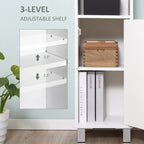 Meuble de rangement de salle de bain blanc sur pied avec miroir