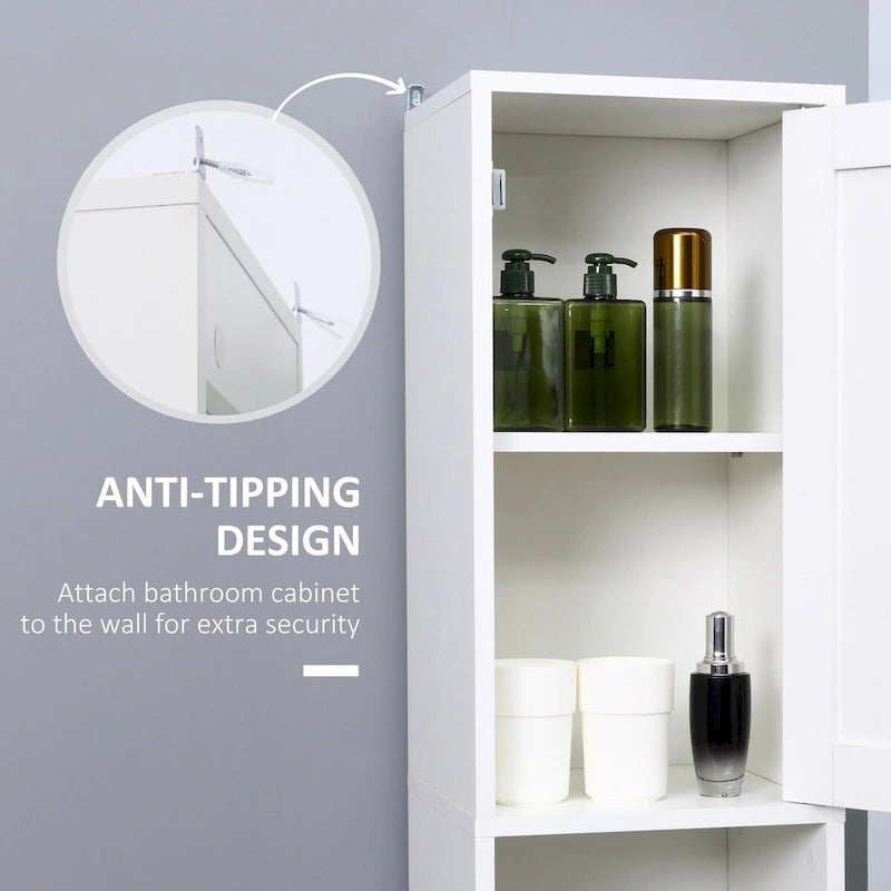 Meuble de rangement de salle de bain blanc sur pied avec miroir